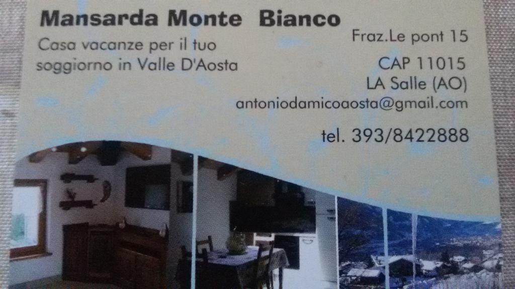 Apartamento Mansarda Monte Bianco La Salle Exterior foto